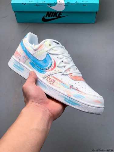 Company-Grade! Nike Court Vision 1 Mirror's Shadow Hand-Painted Graffiti Custom
