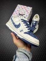 b Nike Sb Dunk Low Lv Joint Blue Denim Pattern Anniversary High-End Customize