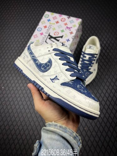 b Nike Sb Dunk Low Lv Joint Blue Denim Pattern Anniversary High-End Customize