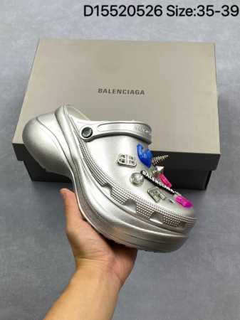 Crocs X Balenciaga Thick-Soled Round-Toed Crocs Women's Silver Item No. 720762 W - Click Image to Close