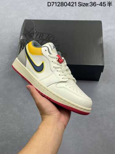 Company-Level Air Jordan Aj1 Low Low-Top White, Blue, Green And Yellow Yuanyang