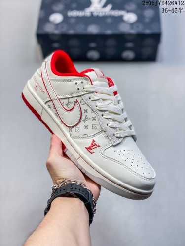 Nk Sb Dunk Low Lv Collaboration --- White And Red Dual-Color Outsole Anniversary