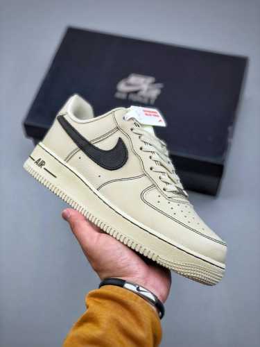 Today's Welfare Nike Air Force 1 Low Beige Black Air Force One Low-Top Casual Sp