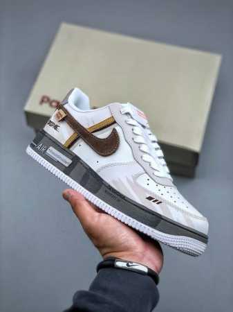 nike Air Force 1 07 Low Pandaprank Beige And Brown Stitching Air Force One Cl - Click Image to Close