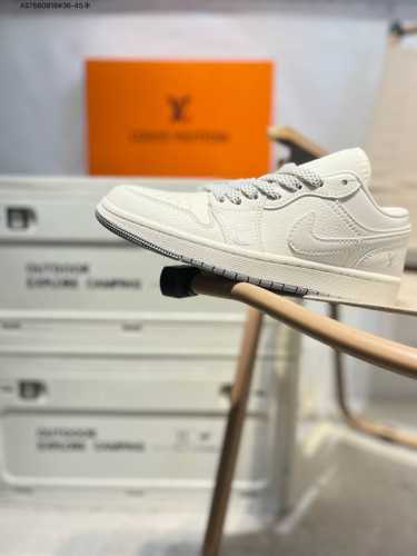 Company-Grade Top-Grain Leather Lv X Jordan Air Jordan 1 Low Aj1 Low-Top Series