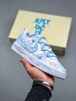 nike Court Borough Blue Shadow Deconstruction Hand-Painted Trend Simple Low-T