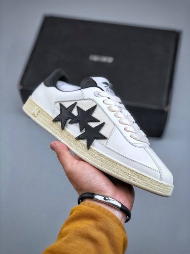 Amiriemilepacifc Bones Leather Round Toe Lace-Up Low-Top Sneakers Made Of High-Q