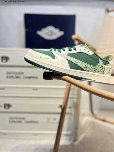 Company-Level Top Layer Leather Lv X Jordan Air Jordan 1 Low Aj1 Low-Top Series