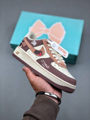 Nike Air Force 1 Low 07 White, Red And Brown Small Hook Graffiti Original Last A
