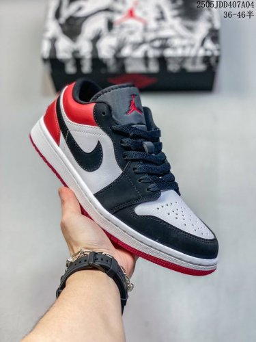 Jordan Air Jordan 1 Low White Black Gym Red Comfortable, Slip-Resistant, Durable
