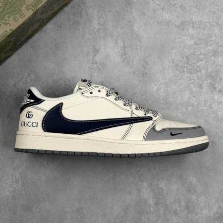 Local Core Private Travis Scott X Nike Air Jordan 1 Low X Gucci Reversed Gray Wh - Click Image to Close