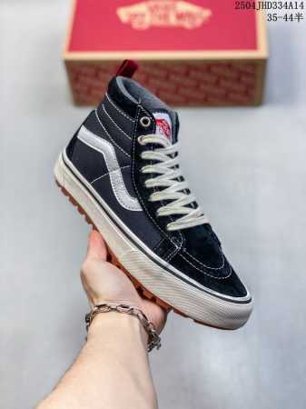 Vans Classic High-Top Casual Shoes, Black With White Stripes, Wear-Resistant Rub - Click Image to Close