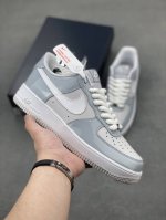 Nike Air Force 1 Low Mirror Gray And White Swoosh Air Force 1 Low-Top Sports Cas