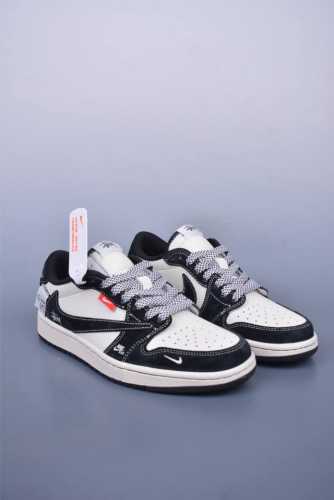 Fragment X Travis Scott X Stussy Air Jordan 1 Low Three-Party Joint Inverted Hoo