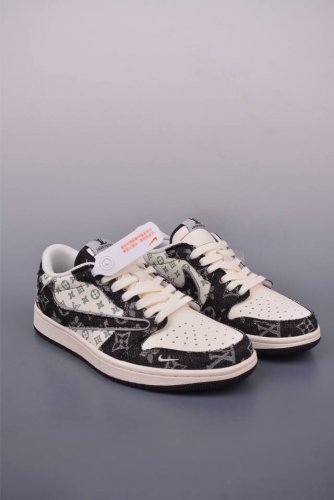 fragment X Travis Scott X Lv Air Jordan 1 Low Three-Party Joint Inverted Hook