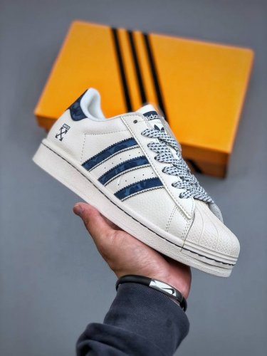 d Version Adidas Originals Superstar Co-Branded Model Beige Blue Classic Shel