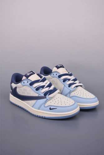 fragment X Travis Scott X Stussy Air Jordan 1 Low Three-Party Joint Inverted
