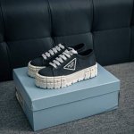 Core Private Prada New Thick-Soled Washed Canvas Shoes, Sheepskin Lining, Latest