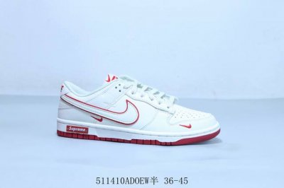 Nike Sb Dunk Low Pro Retro Low-Top Casual Skateboarding Shoes White/Red Supreme