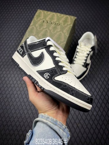 b Nike Sb Dunk Low Gucci Co-Branded Denim Black And White High-End Custom Low