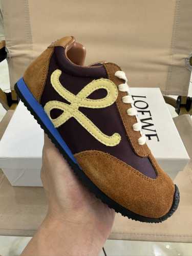 Loewe Agand Training Shoes, Trendy Leather Ballet-Inspired Color-Block Children'