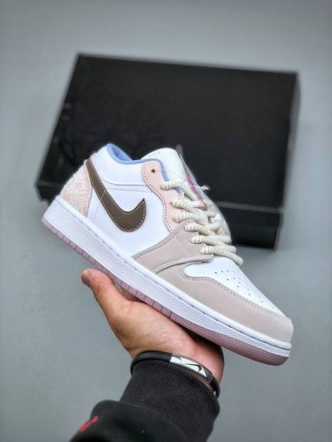 Air Jordan 1 Low Aj1 Joe 1 Carved Pink Low-Top Cultural Leisure Sports Shoes Ib8