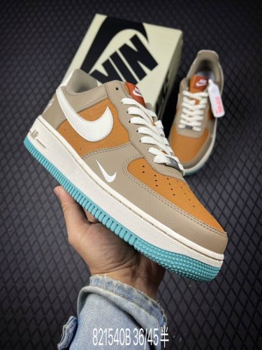 b Nike Air Force 1'07 Low Ts Co-Branded Gray And Brown Small White Hook Air F