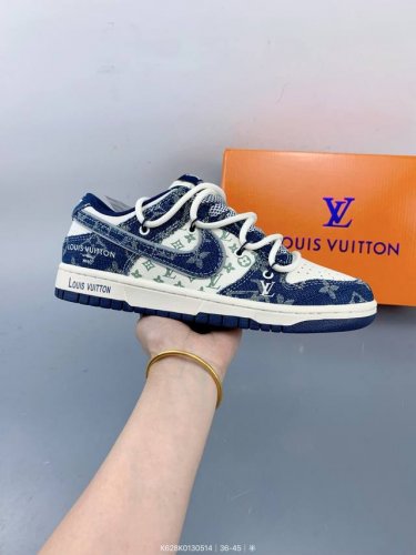 Company-Grade Nike Sb Dunk Low Lv Collaboration Laces Blue-White Denim Blue Swoo