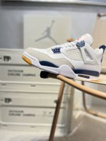 Air Jordan 4 Retro Black Military Blue Michael Jordan Aj4 Mid-Top Retro Casual S