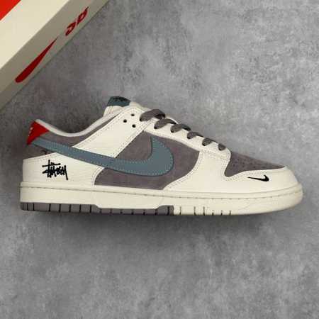 Local Core Private Nike Sb Dunk Low Stussy Joint Milky White Gray Blue Hook Sued - Click Image to Close