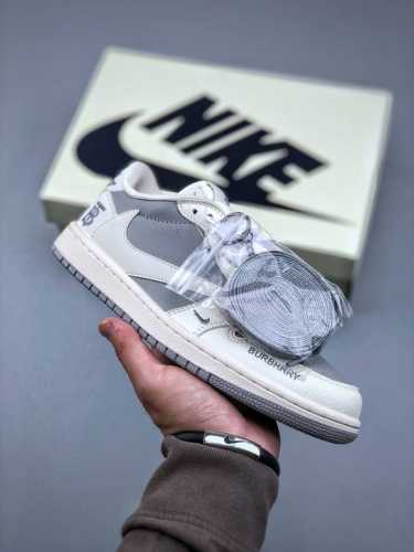 Nike Air Jordan 1 Low Custom-Burberry Joint Low-Top Retro Culture Sneakers#Custo
