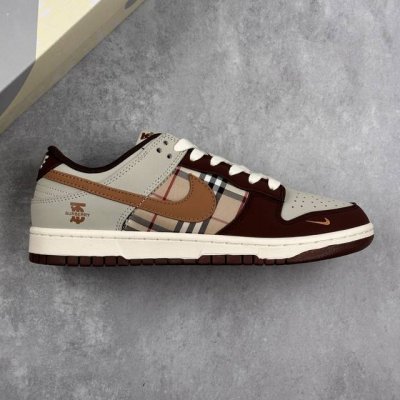 Local Core Private Nike Sb Dunk Low Burberry Joint---Brown Khaki Plaid High-End