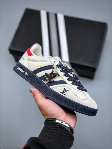 Customized Adidas Originals Samba Og X Louis Vuitton Beige Gray Dark Blue This M