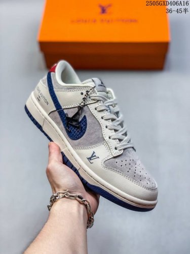 nike Sb Dunk Low Lv Joint Beige Denim Anniversary High-End Customized Low-Top