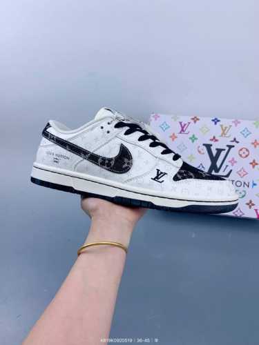 nike Sb Dunk Low Lv Joint Black Denim Anniversary High-End Customized Low-Top