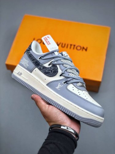 nike Air Force 1'07 Low Lv Joint Gray-Blue Canvas Drawstring Air Force One Lo