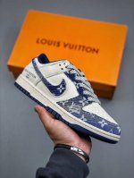 Nike Dunk Low Retro Lv Collaboration Denim Blue And White Diy High-End Customiza