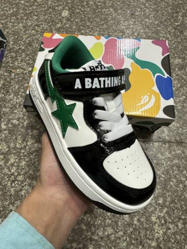 Bape Sta Kids' Spring/Summer Letter Velcro Strap Color-Block Star Logo Casual Sn