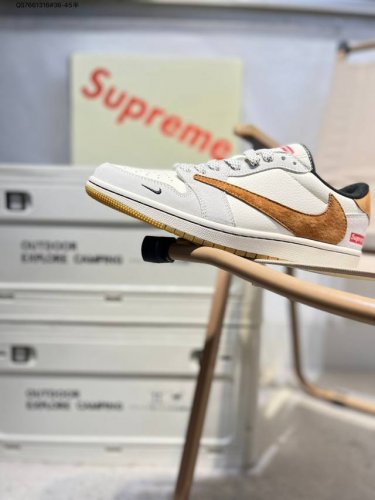 Company-Grade Top-Grain Leather Supreme X Jordan Air Jordan 1 Low Aj1 Low-Top Ba