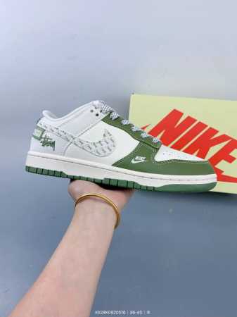 nike Sb Dunk Low Stussy Joint Military Green English Hook Anniversary High-En - Click Image to Close
