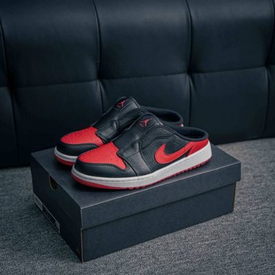 Core Private Air Jordan 1 Low Mule Golf Bred Low-Top Golf One-Step Half-Support