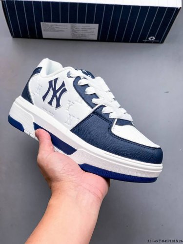Company Level! Mlb Chunky Liner Thick-Soled Casual Running Shoes Ny Printed Cowh