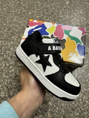 Bape Sta Kids' Spring/Summer Letter Velcro Strap Color-Block Star Logo Casual Sn