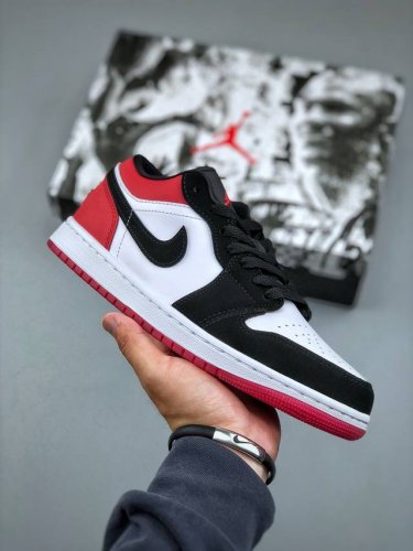 Authentic Version Air Jordan 1 Low White Black Gym Red Aj1 Jordan 1 Black Toe 2.