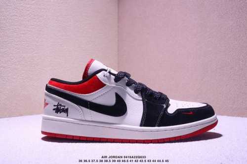 Limited Edition! Air Jordan 1 Low Aj1 Joe 1 Low-Top Casual Sneakers, "White, Red
