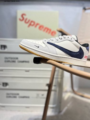 Company-Grade Top-Grain Leather Supreme X Jordan Air Jordan 1 Low Aj1 Low-Top Se