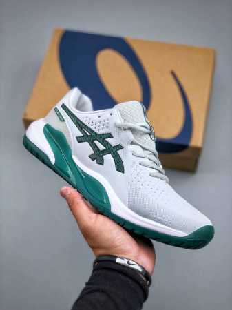 asics Asics Gel-Challenger Light Gray Dark Green Shock-Absorbing Non-Slip Ten - Click Image to Close