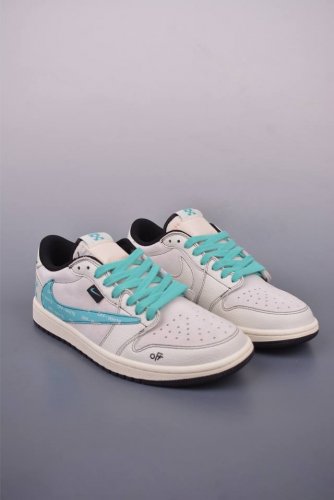 fragment X Travis Scott X Off Air Jordan 1 Low Three-Party Joint Inverted Hoo
