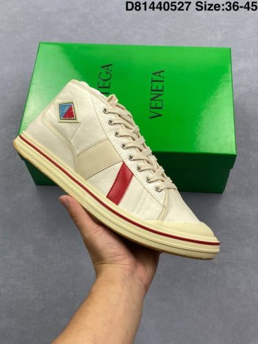 bottega Veneta Eliot Round Toe Lace-Up Mid-Top Canvas Shoes For Men And Women