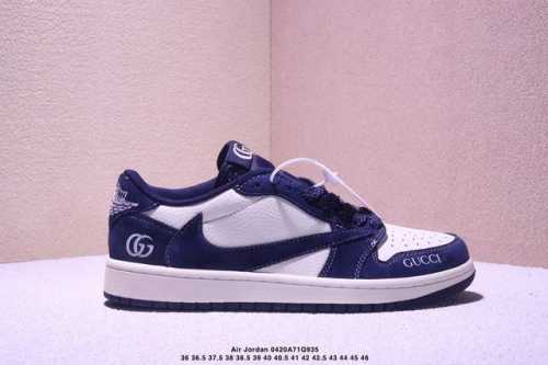 Fragment X Travis Scott X Gucci Air Jordan 1 Low Three-Party Joint Inverted Hook